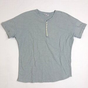Carbon2Cobalt Mens Small Mint/Light Teal Cotton Slub Short Sleeve Henley T-Shirt